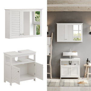 Vicco Set di mobili da bagno Bianco 2 parti, base con ripiano intermedio