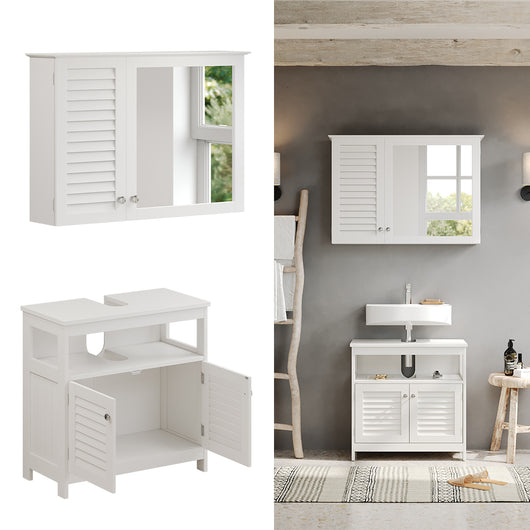 Vicco Set di mobili da bagno Bianco 2 parti, base con ripiano intermedio