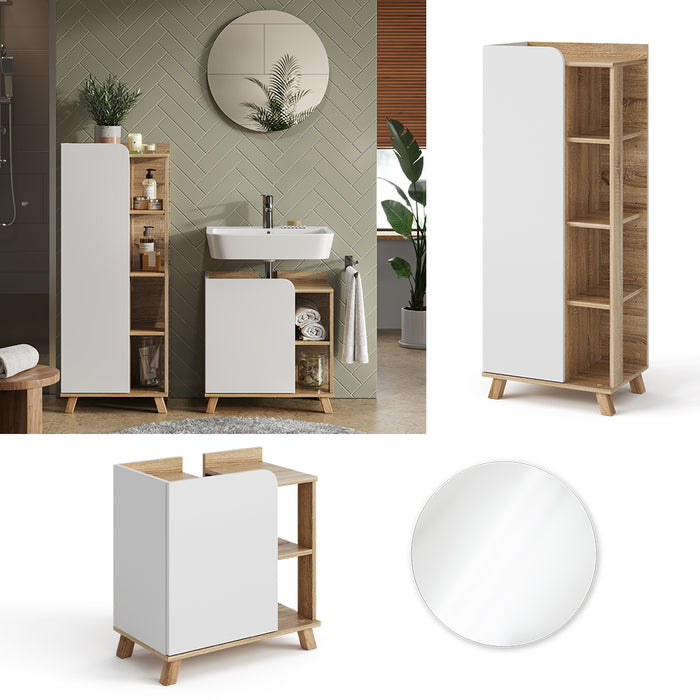 Vicco Set di mobili da bagno Sonoma/Bianco 3 parti