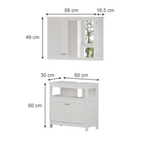 Vicco Set di mobili da bagno Bianco 2 parti, base con ripiano intermedio
