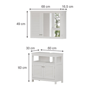 Vicco Set di mobili da bagno Bianco 2 parti, base con ripiano intermedio
