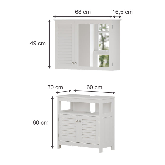 Vicco Set di mobili da bagno Bianco 2 parti, base con ripiano intermedio