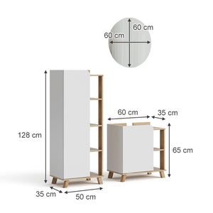 Vicco Set di mobili da bagno Sonoma/Bianco 3 parti