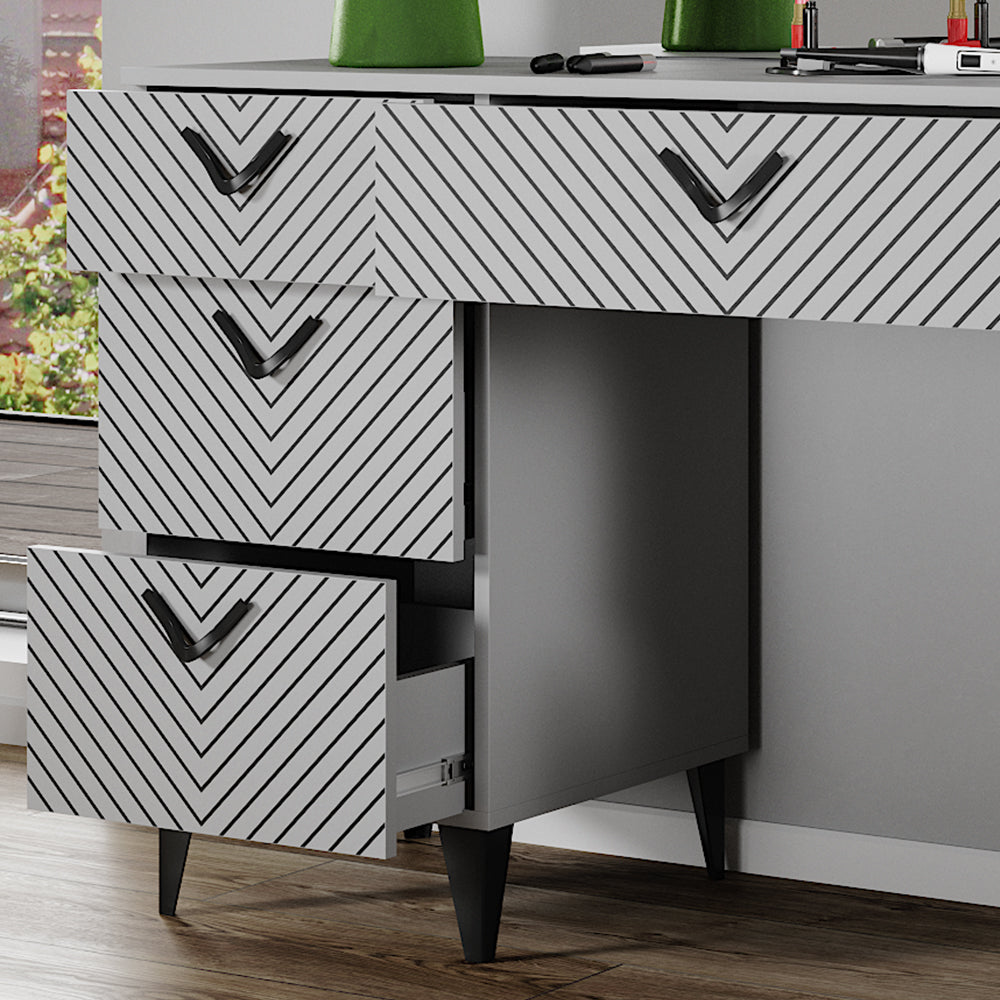 Vicco Tavolo da toeletta Grigio 150 cm con 7 cassetti