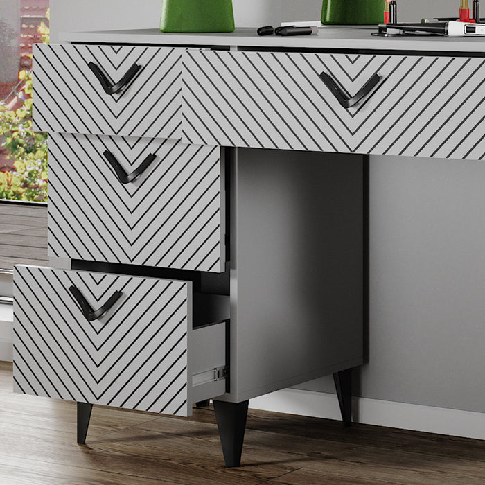 Vicco Tavolo da toeletta Grigio 150 cm con 7 cassetti