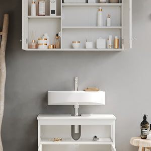 Vicco Set di mobili da bagno Bianco 2 parti, base con ripiano intermedio