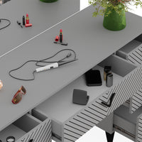 Vicco Tavolo da toeletta Grigio 150 cm con sgabello