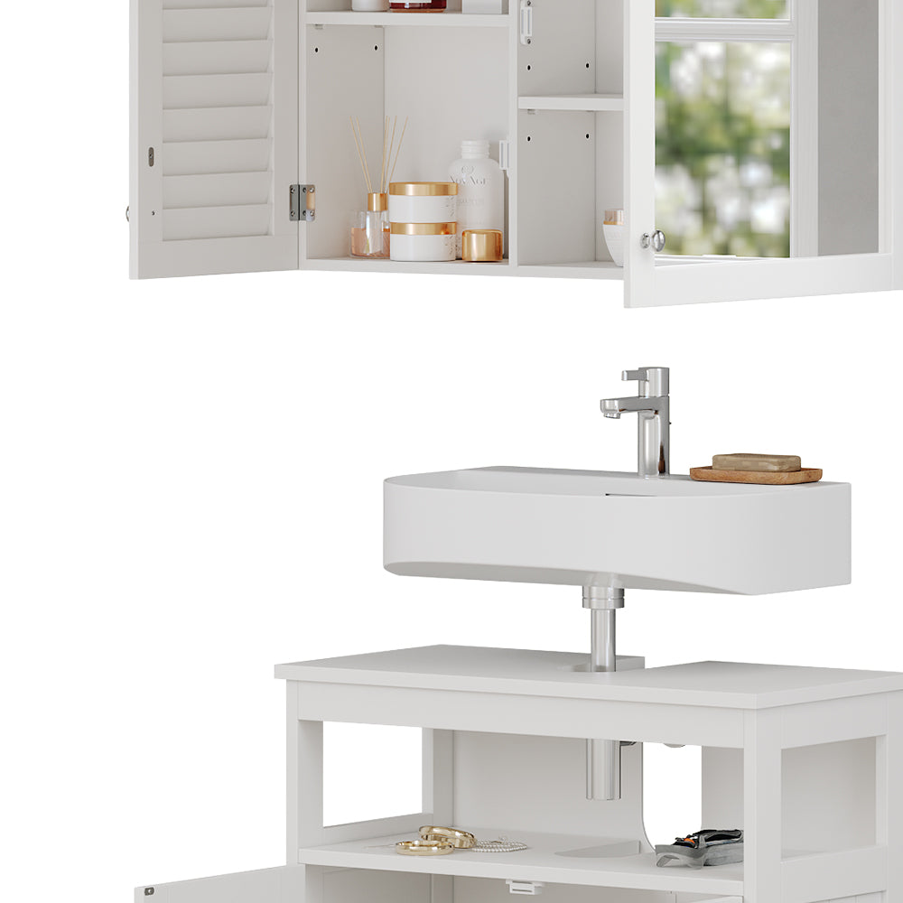 Vicco Set di mobili da bagno Bianco 2 parti, base con ripiano intermedio