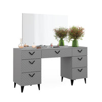 Vicco Tavolo da toeletta Grigio 150 cm con 7 cassetti