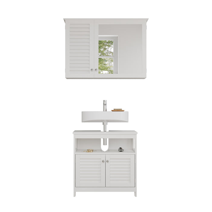 Vicco Set di mobili da bagno Bianco 2 parti, base con ripiano intermedio