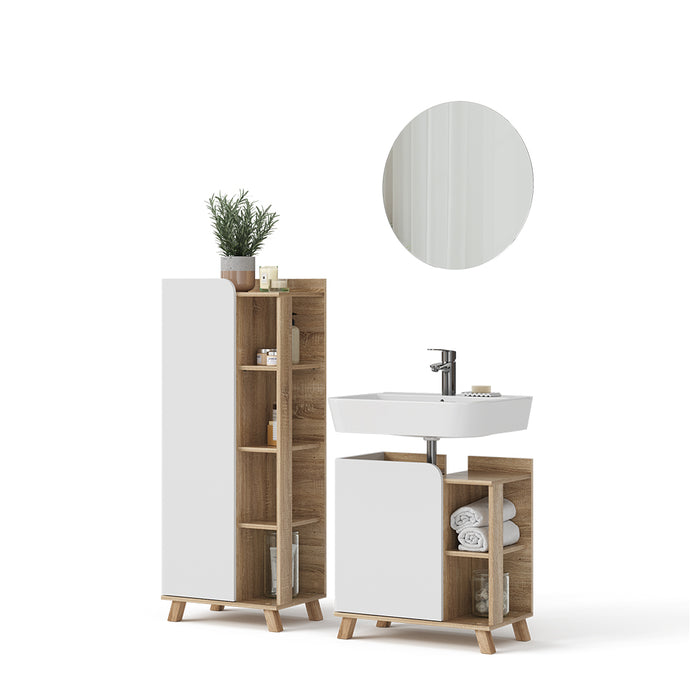 Vicco Set di mobili da bagno Sonoma/Bianco 3 parti