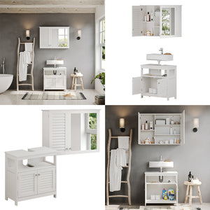 Vicco Set di mobili da bagno Bianco 2 parti, base con ripiano intermedio