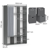 Vicco Armadio multifunzione Grigio 38 x 178.1 cm Con cassetti pieghevoli (grigio)