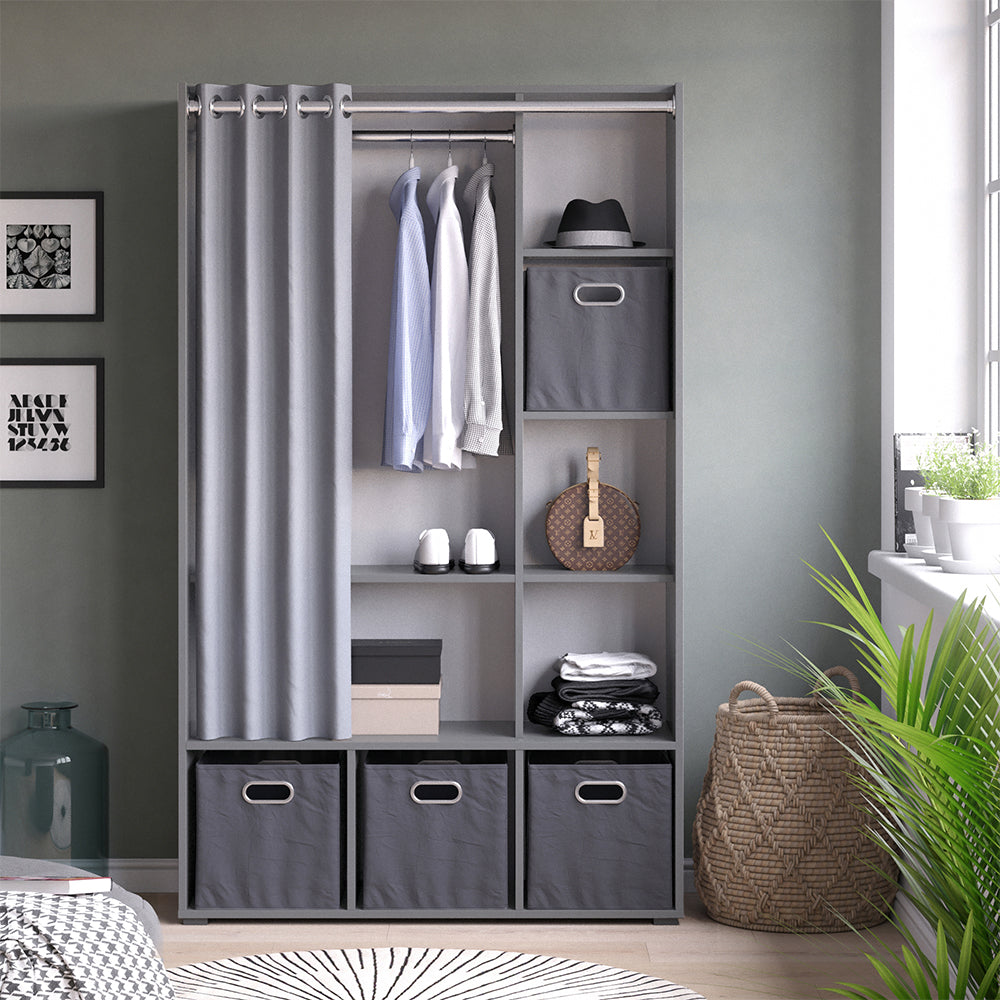 Vicco Armadio multifunzione Grigio 38 x 178.1 cm Con cassetti pieghevoli (grigio)