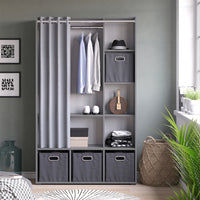 Vicco Armadio multifunzione Grigio 38 x 178.1 cm Con cassetti pieghevoli (grigio)