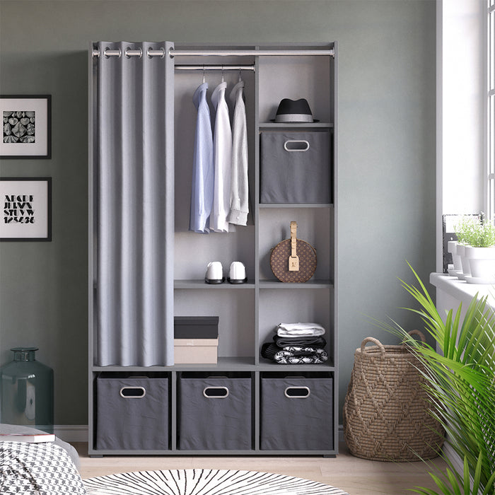 Vicco Armadio multifunzione Grigio 38 x 178.1 cm Con cassetti pieghevoli (grigio)