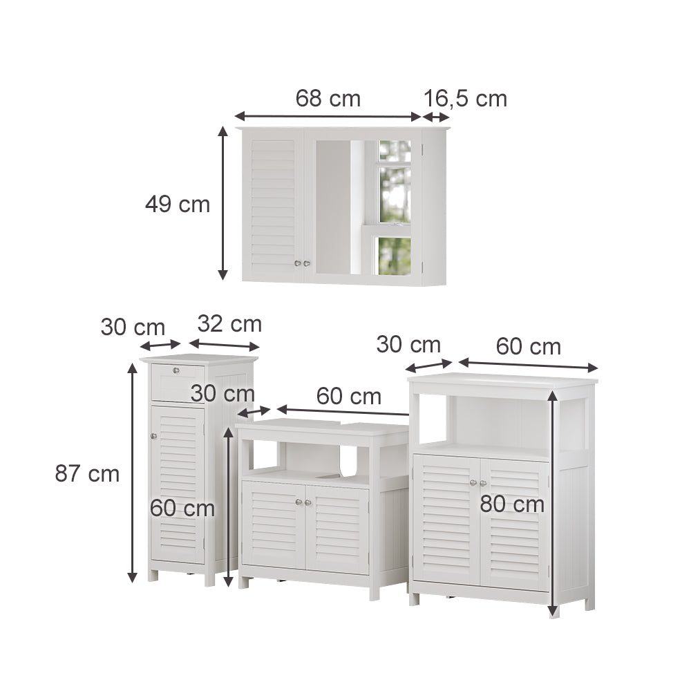 Vicco Set di mobili da bagno Bianco 4 pezzi, opzione 2