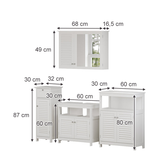 Vicco Set di mobili da bagno Bianco 4 pezzi, opzione 2