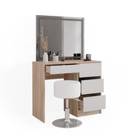 Vicco Tavolo da toeletta Sonoma 40 cm con specchio LED e sgabello