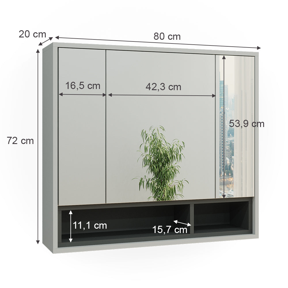 Vicco Specchio contenitore bagno Grigio/antracite 80 x 72 cm