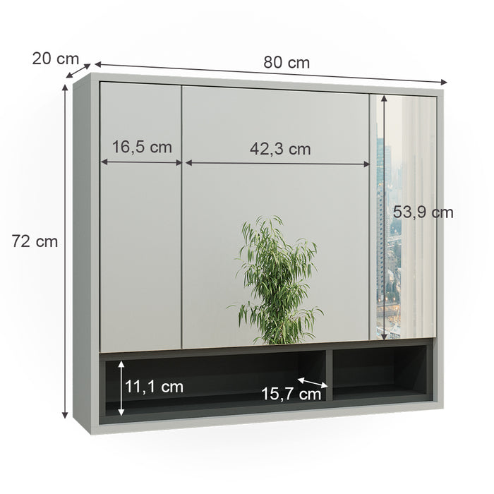 Vicco Specchio contenitore bagno Grigio/antracite 80 x 72 cm