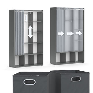 Vicco Armadio multifunzione Grigio 38 x 178.1 cm Con cassetti pieghevoli (grigio)