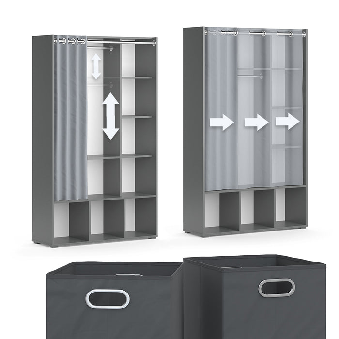 Vicco Armadio multifunzione Grigio 38 x 178.1 cm Con cassetti pieghevoli (grigio)