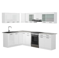 Vicco Cucina angolare completa Bianco/bianco lucido 267 x 167 cm , PL Marmo
