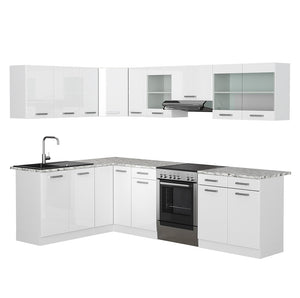 Vicco Cucina angolare completa Bianco/bianco lucido 267 x 167 cm , PL Marmo