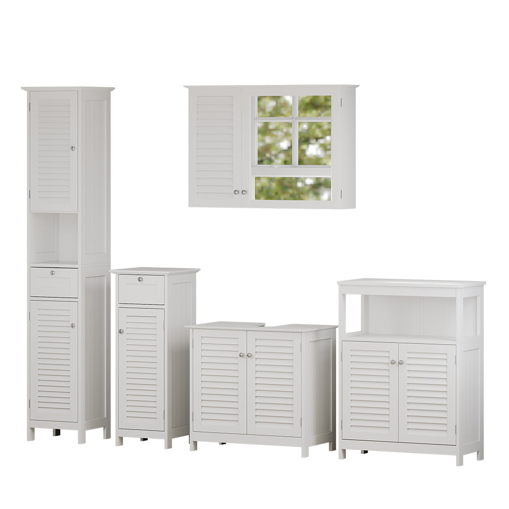 Vicco Set di mobili da bagno Bianco 5 pezzi, unità di base con ripiano intermedio