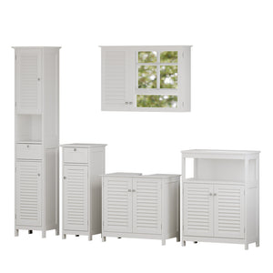 Vicco Set di mobili da bagno Bianco 5 pezzi, unità di base con ripiano intermedio