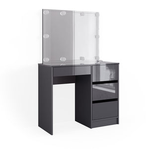 Vicco Tavolo da toeletta Antracite 40 cm con specchio e illuminazione a LED