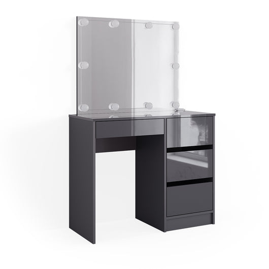 Vicco Tavolo da toeletta Antracite 40 cm con specchio e illuminazione a LED