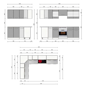 Vicco Cucina angolare completa Bianco/bianco lucido 267 x 167 cm , PL Marmo