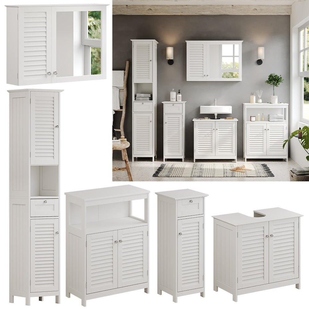 Vicco Set di mobili da bagno Bianco 5 pezzi, unità di base con ripiano intermedio