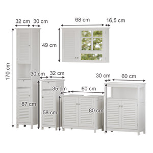 Vicco Set di mobili da bagno Bianco 5 pezzi, unità di base con ripiano intermedio