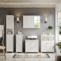 Vicco Set di mobili da bagno Bianco 5 pezzi, unità di base con ripiano intermedio