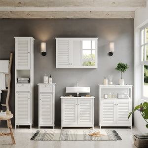 Vicco Set di mobili da bagno Bianco 5 pezzi, unità di base con ripiano intermedio