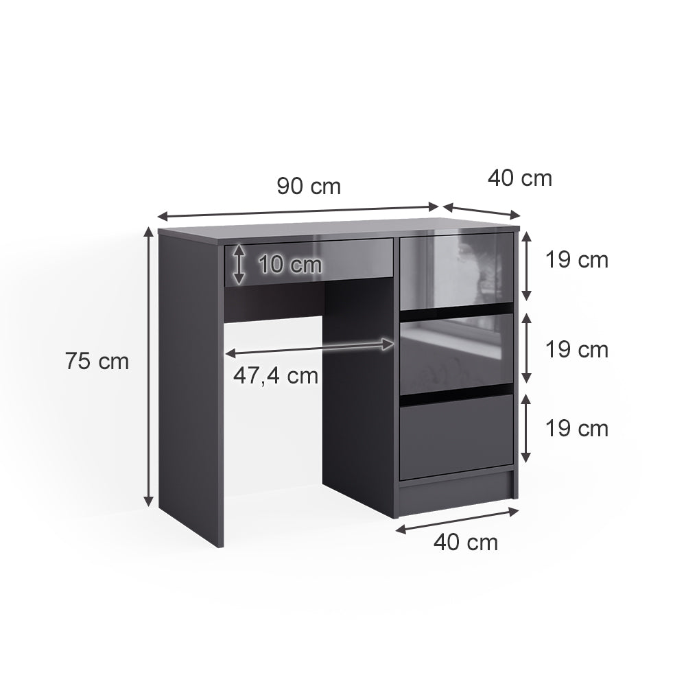 Vicco Tavolo da toeletta Antracite 40 cm con 4 cassetti