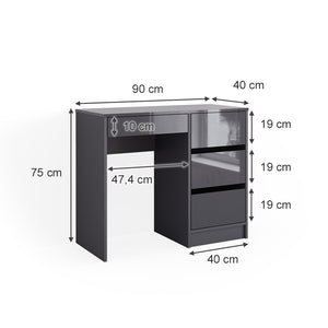 Vicco Tavolo da toeletta Antracite 40 cm con 4 cassetti
