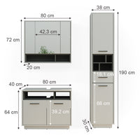 Vicco Set di mobili da bagno Grigio 3 parti, con colonna