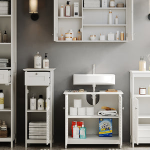 Vicco Set di mobili da bagno Bianco 5 pezzi, unità di base con ripiano intermedio