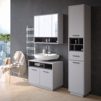 Vicco Set di mobili da bagno Grigio 3 parti, con colonna