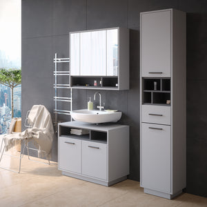 Vicco Set di mobili da bagno Grigio 3 parti, con colonna
