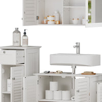 Vicco Set di mobili da bagno Bianco 5 pezzi, unità di base con ripiano intermedio