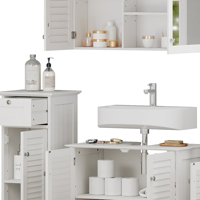 Vicco Set di mobili da bagno Bianco 5 pezzi, unità di base con ripiano intermedio