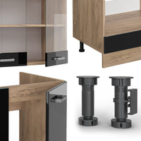 Vicco Cucina angolare completa Rovere nero/oro lucido 227 x 287 cm , PL Antracite