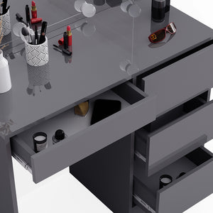 Vicco Tavolo da toeletta Antracite 40 cm con specchio e illuminazione a LED