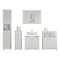 Vicco Set di mobili da bagno Bianco 5 pezzi, unità di base con ripiano intermedio