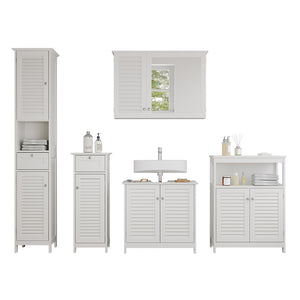 Vicco Set di mobili da bagno Bianco 5 pezzi, unità di base con ripiano intermedio